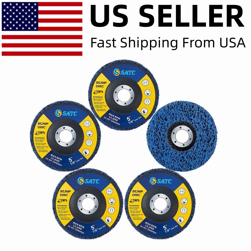 5 Pack 5''x7/8" Paint Rust Removal Clean Angle Grinder New Poly Strip Disc Wheel gallery