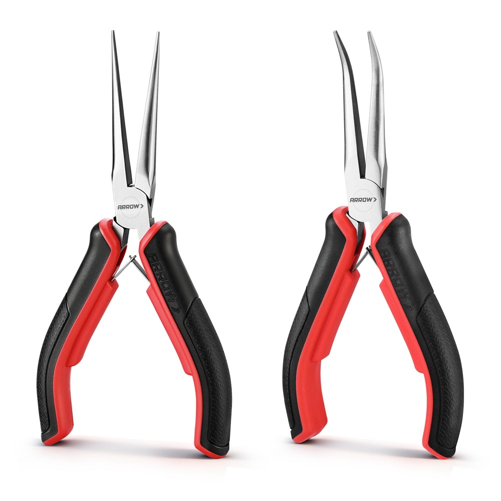 ARROW 2PC 6" Small Needle Nose Plier Set Mini Long Nose Pliers & Bent Nose Plier gallery