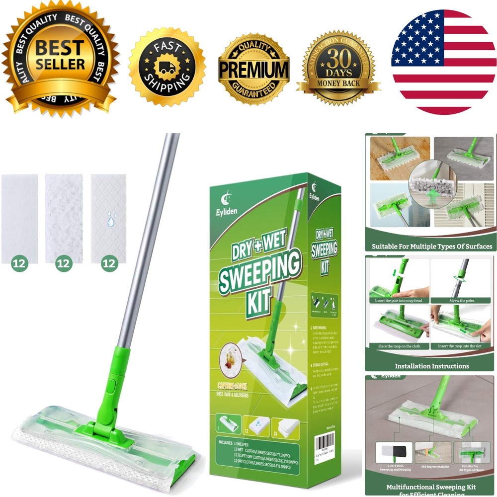 Smart Sweeper Mop System - 36 Refills, 360-Degree Swivel, Perfect for Pet Hair