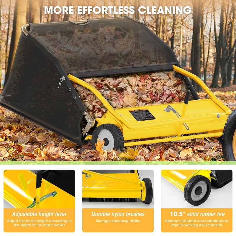 48" Lawn Sweeper Tow Behind Pull Behind Grass Sweeper w/25.16 cu.ft Large Hopper gallery