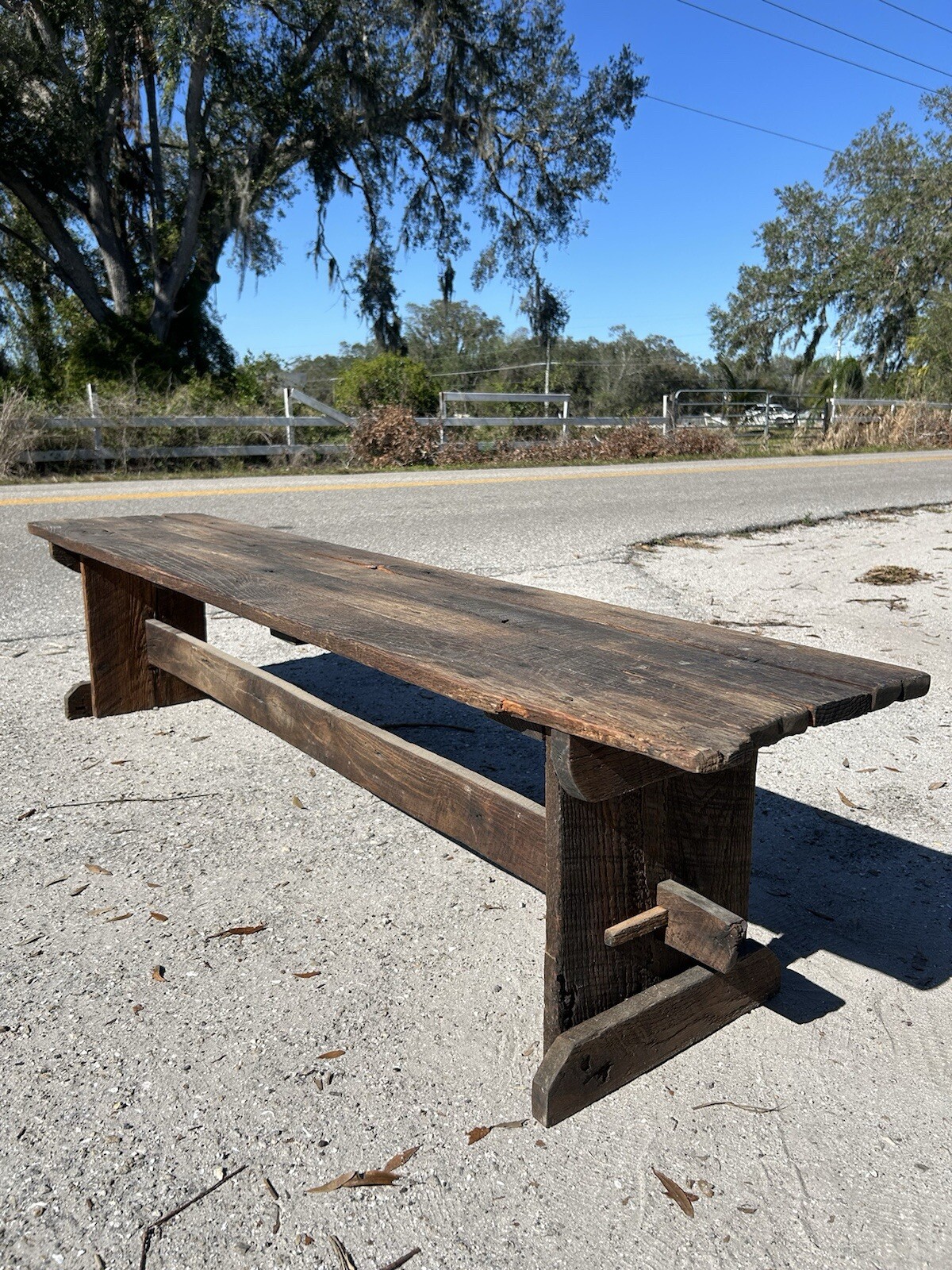Rustic Barn-Wood Ash Harvest Bench gallery