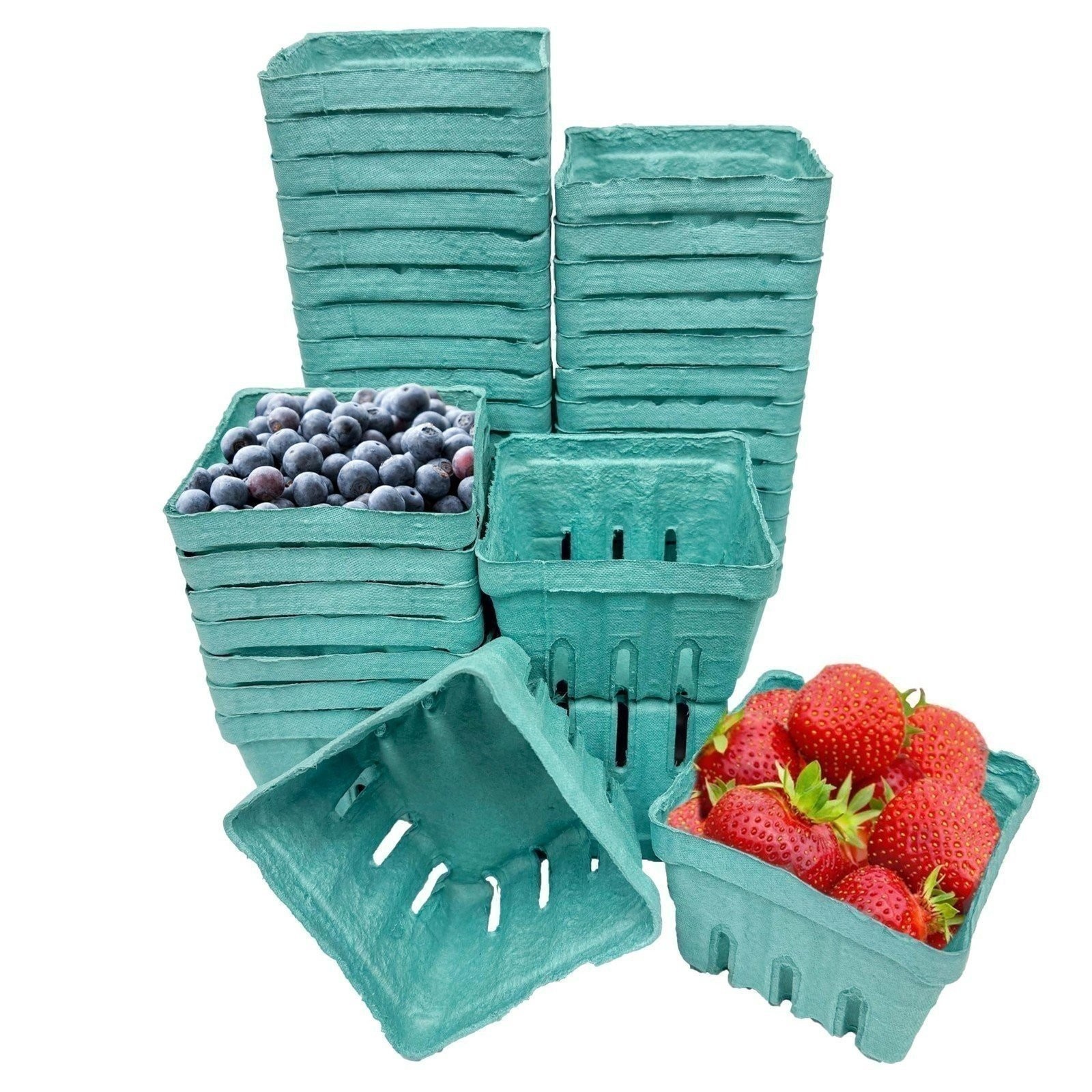 40 Pack Green Berry Basket 1 Pint, Pulp Fiber Vented Produce Containers... gallery