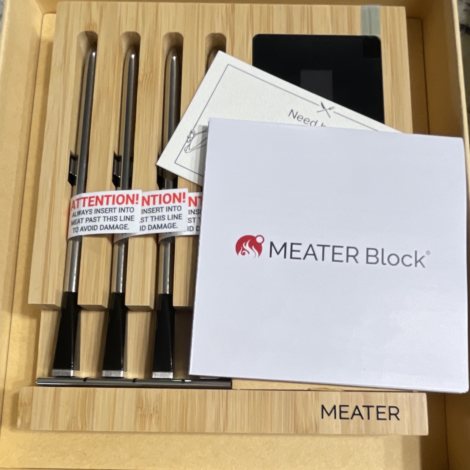 MEATER Block Wireless Smart Meat Thermometer w/ 4 Probes Bamboo Charging Block gallery