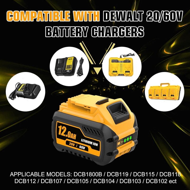 2 Pack 9.0Ah for DeWalt FLEXVOLT 20V/60V MAX Battery Lithium DCB609 and Charger gallery