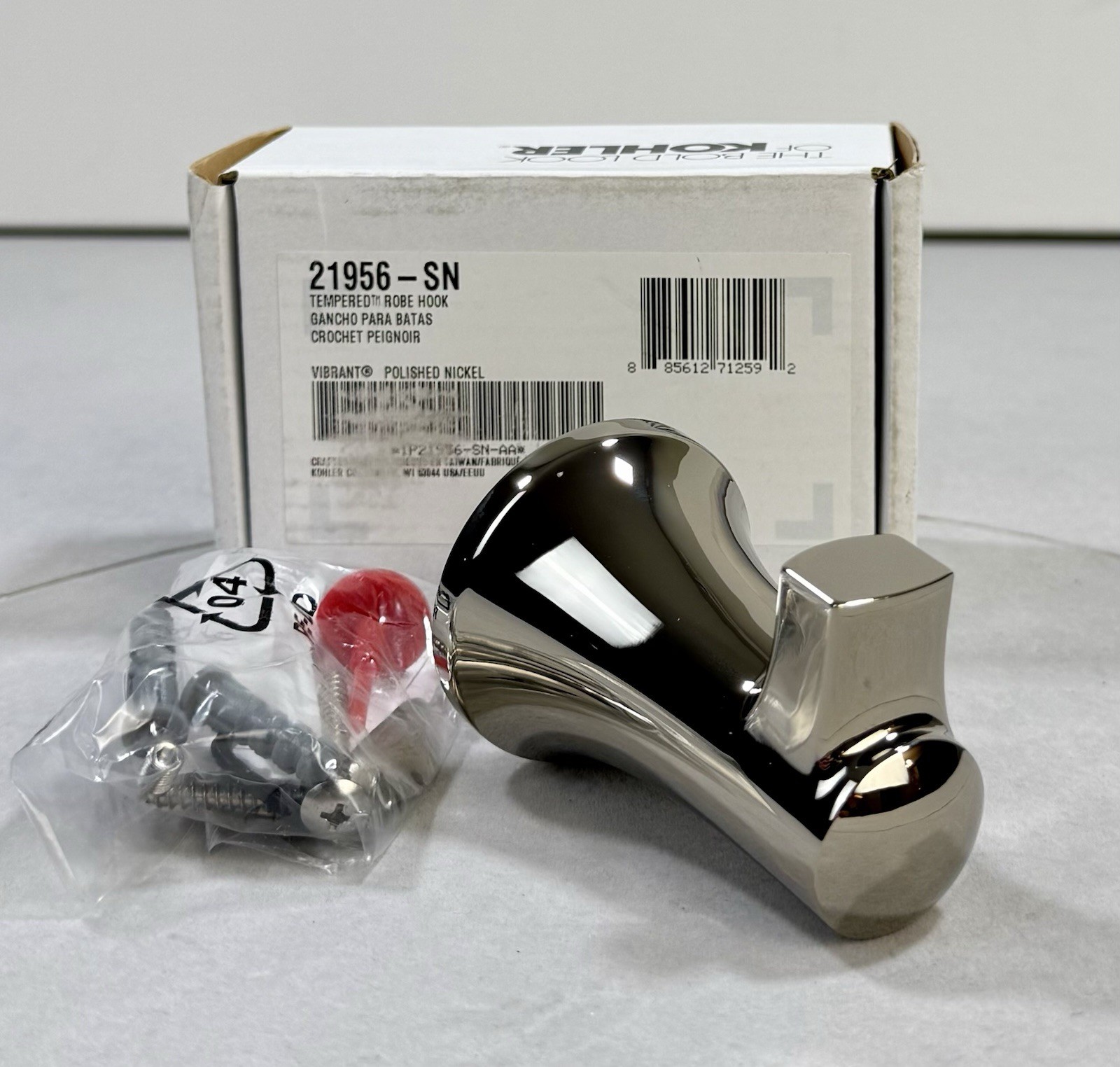 Kohler K-21956-SN Tempered Single Robe Hook in Vibrant Polished Nickel gallery