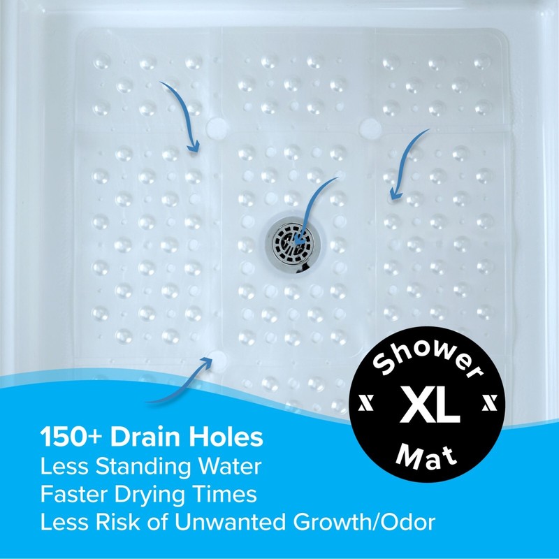 65% MORE COVERAGE! SlipX Solutions White Pearl Extra Large Shower Mat (27") gallery
