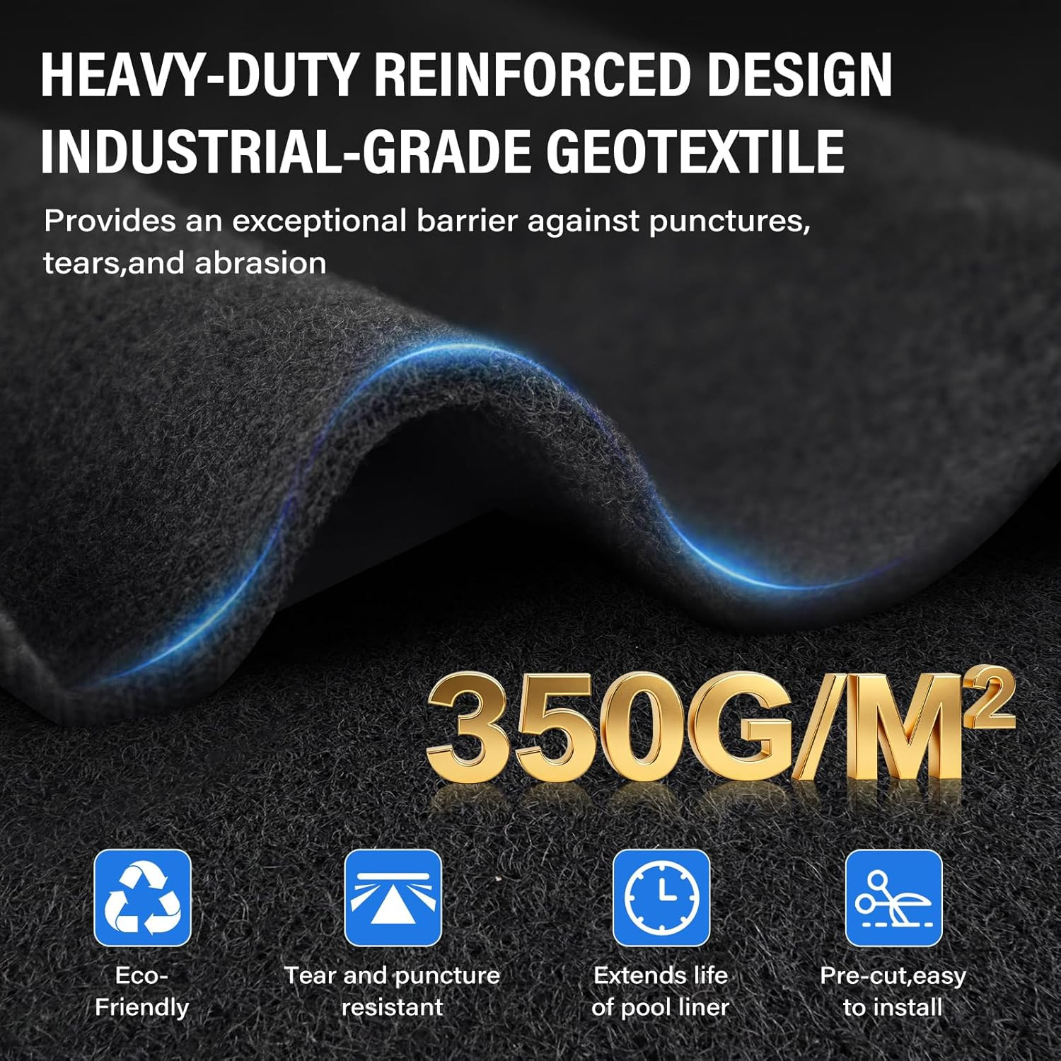 350G/M² Thicker 21FT Pool Liner Pad,Seamless Above Ground Pool Liner,Pre-Cut Hea gallery