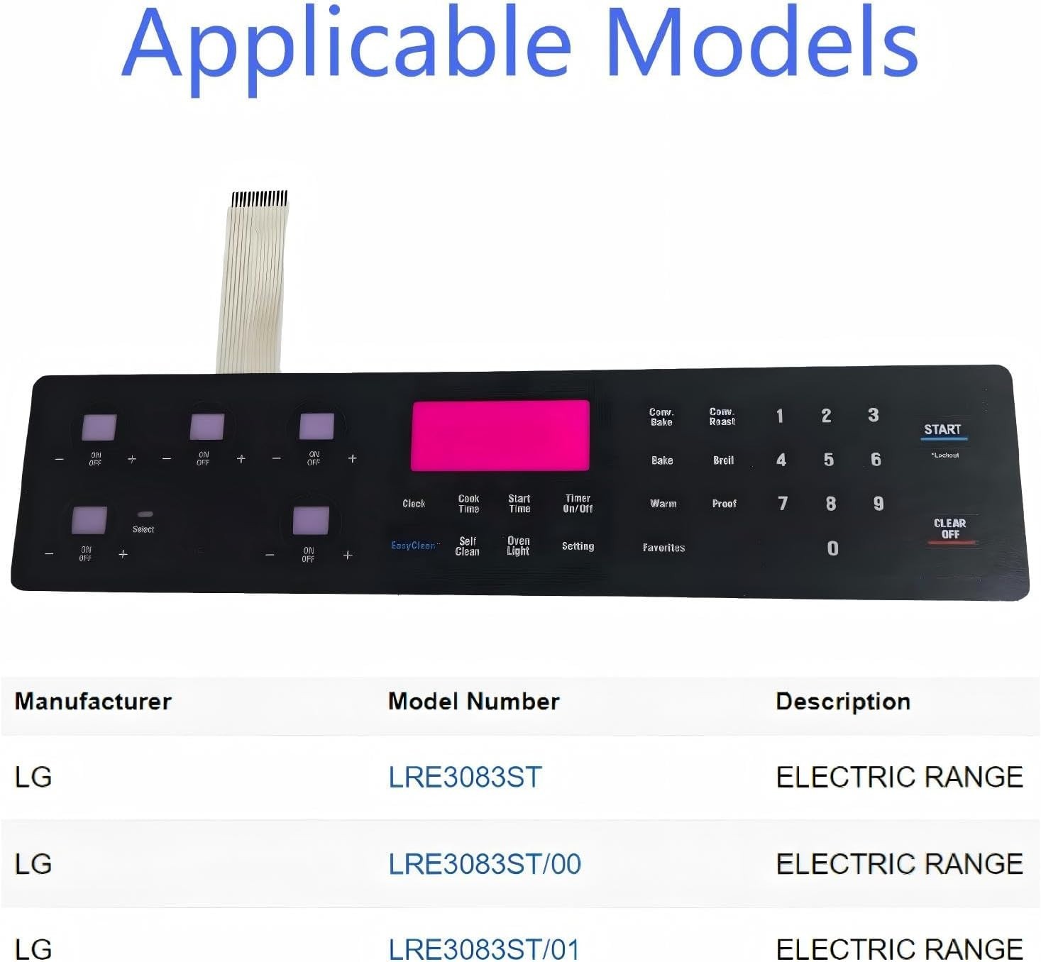 Durable Touch Control Panel Replacement for LG Stoves - Compatible Models Listed gallery