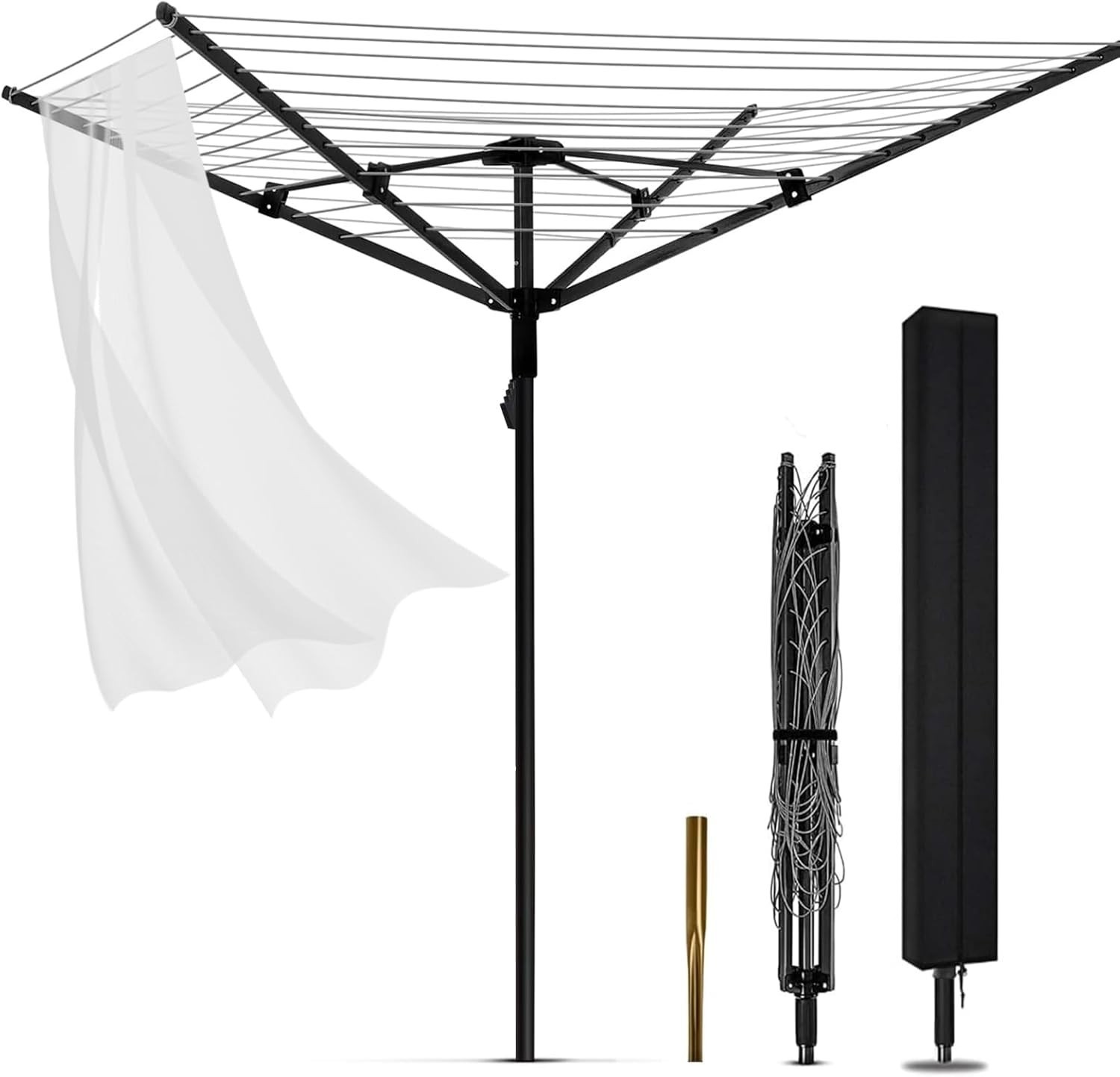 Umbrella Clothesline Outdoor, Rotary Retractable Clothes Line Outdoors Adjustabl gallery