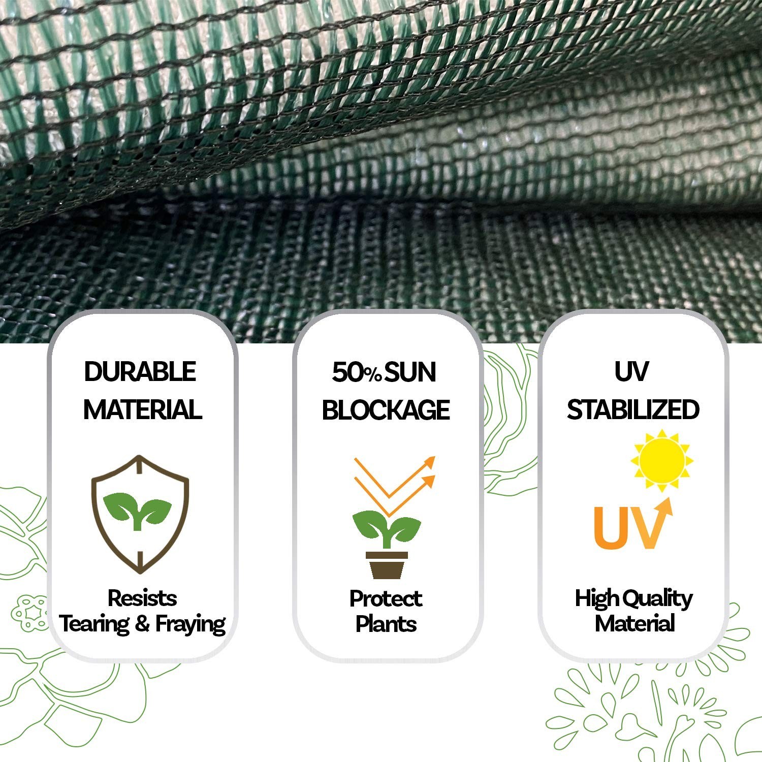 Alion Home HDPE 50% Sun Block Garden Netting Mesh (6'x4', Green) 6' x 4' gallery