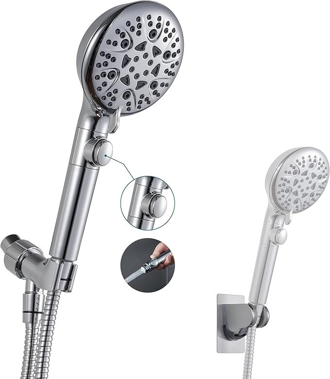 Handheld Shower Head 8 Mode High Pressure with On Off Switch 79 Inch Hose Wall gallery