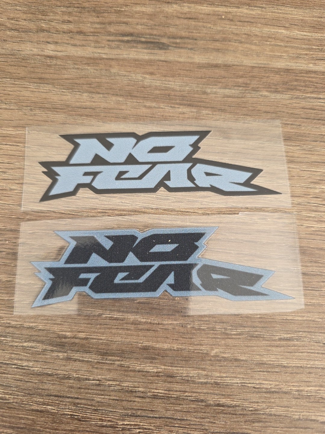 2X NO FEAR Grey & Black Outlined Raised UVDTF DECAL STICKER Waterproof 4in. gallery