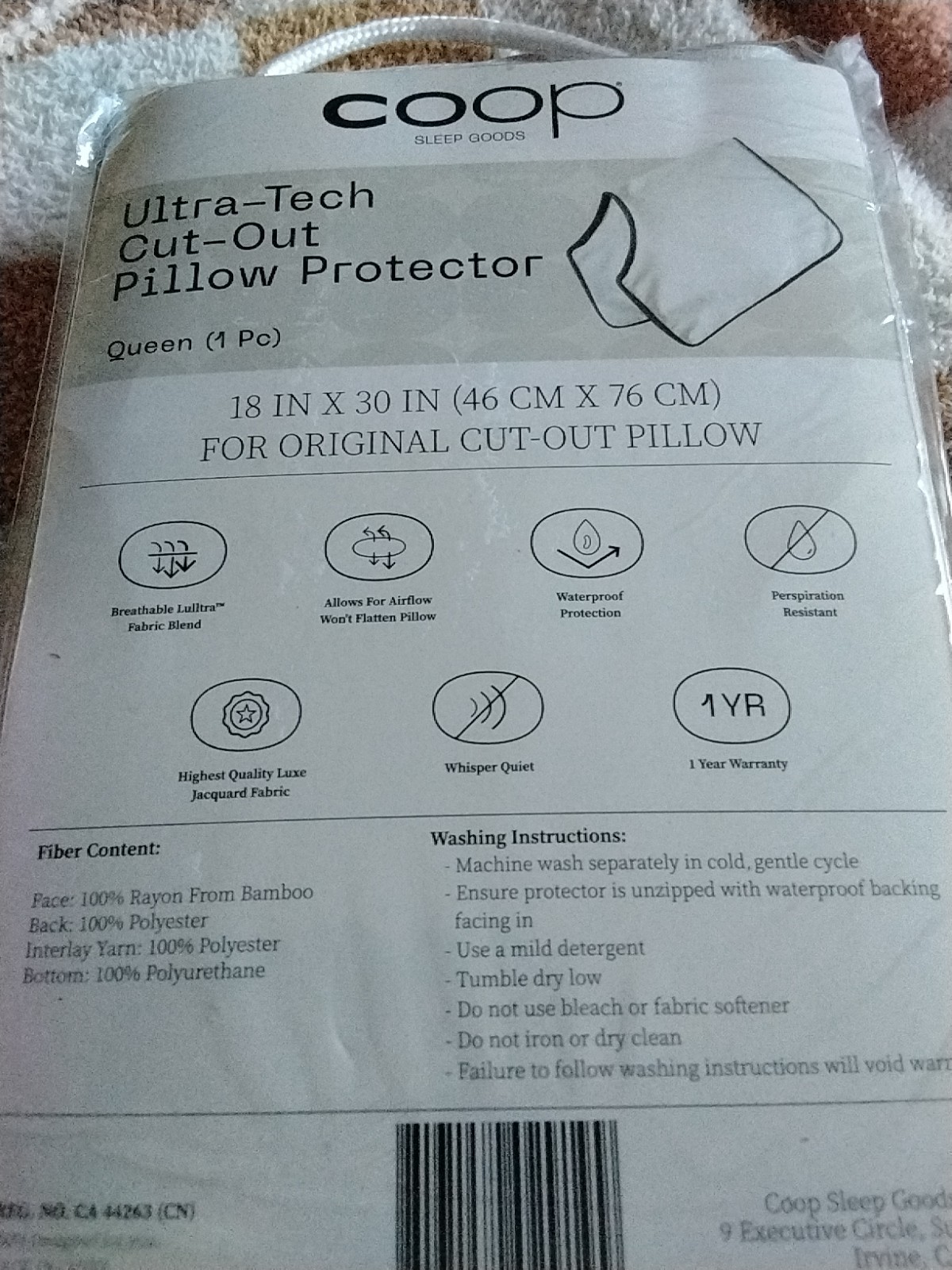 Coop Home Goods Ultra-Tech Pillow Protector 1 Pack Queen Cut-out-pillow New gallery