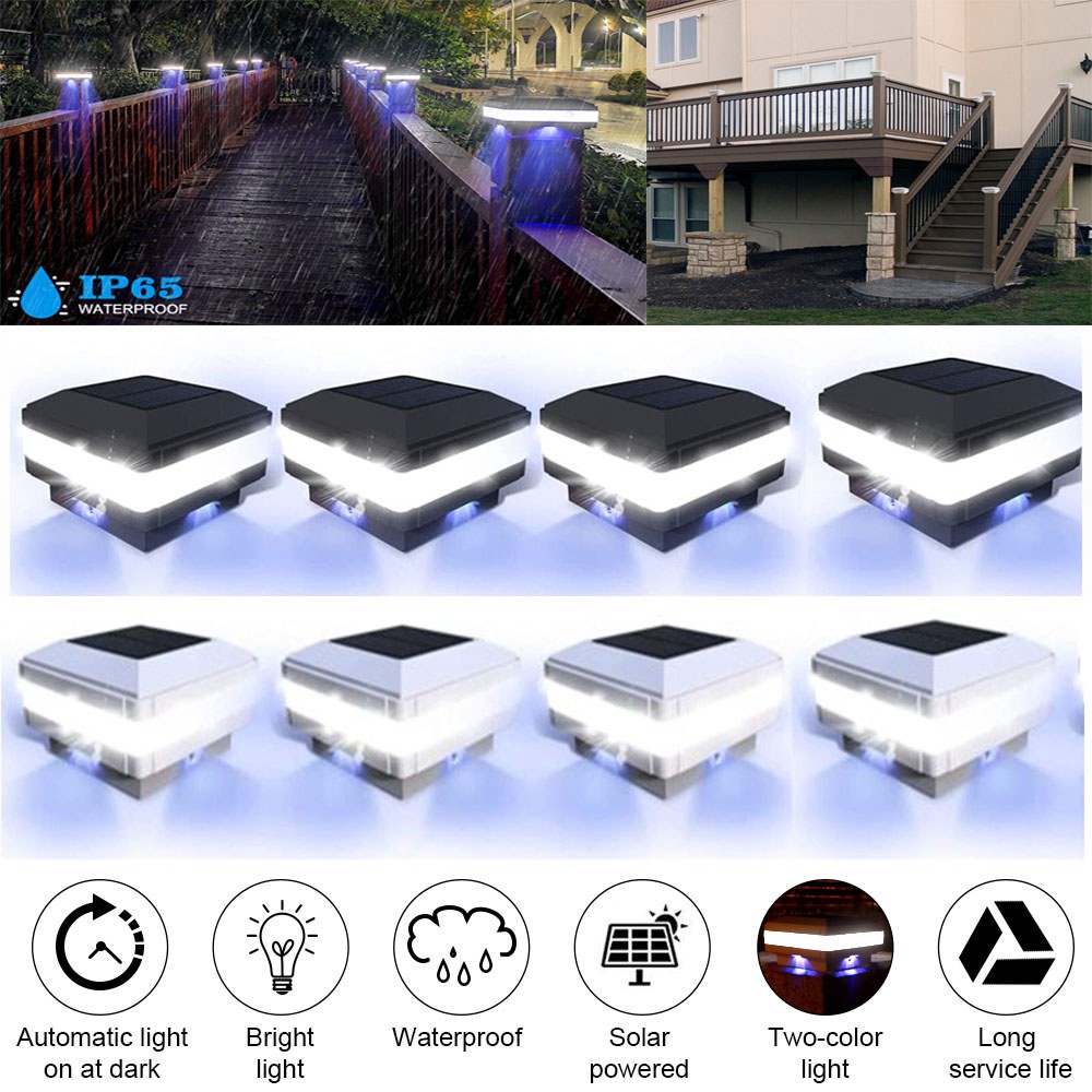 6/8/12 Pack LED Solar Post Lights Outdoor Deck Cap Fence Light Fits 4x4 5x5 6x6 gallery