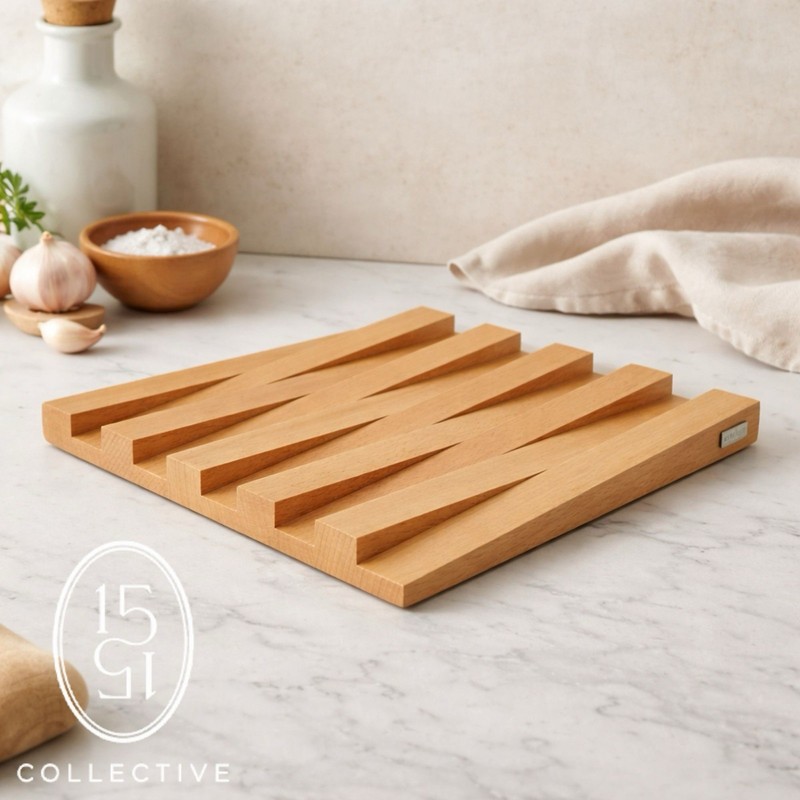 Artelegno Italian Crafted Solid Beech Wood 8” Modern Square Lacquered Trivet gallery