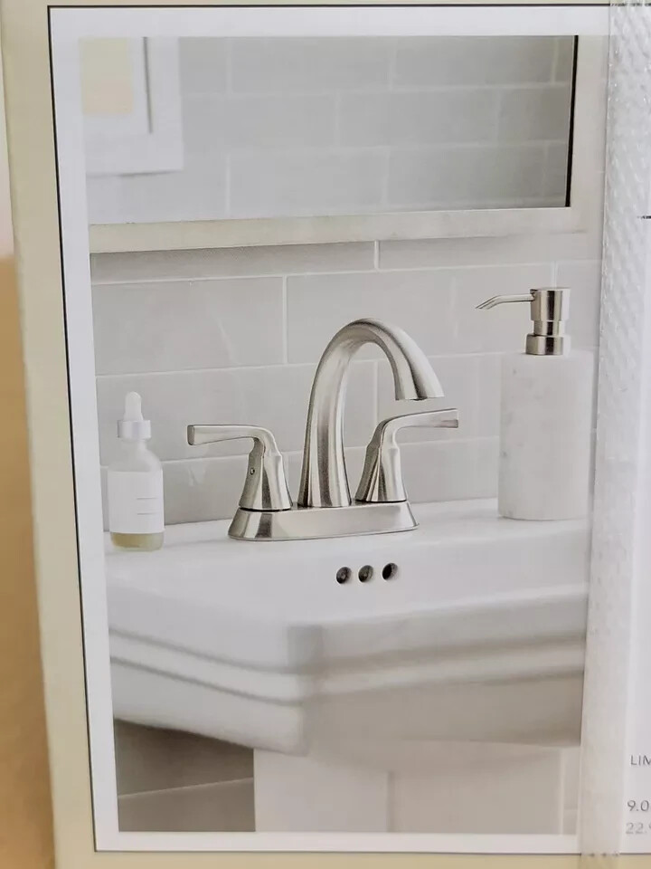 allen + roth Mullen Brushed Nickel 2 Handle 4" Centerset Bathroom Faucet 2517122 gallery