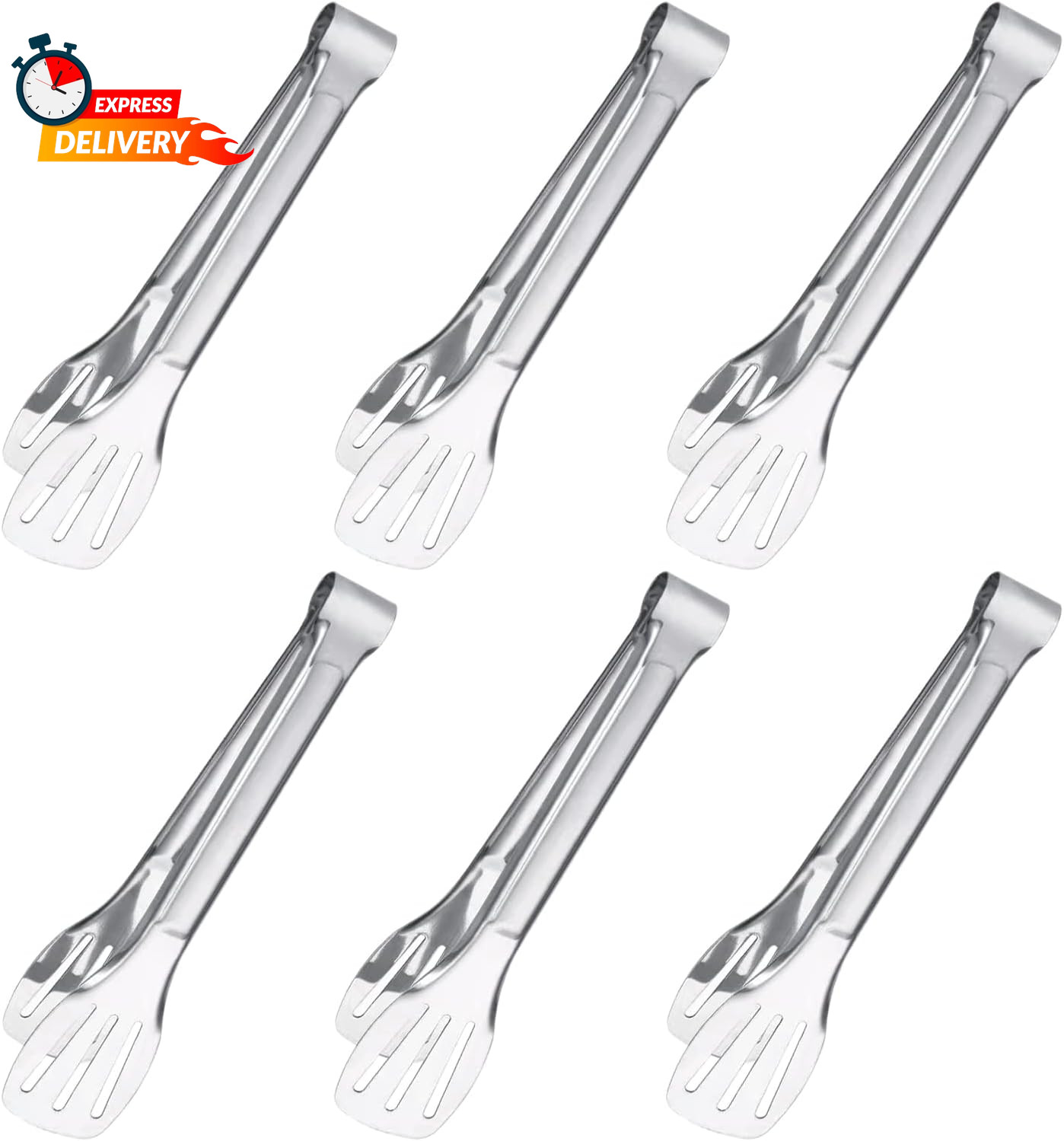 6PCS Serving Tongs, 7Inch Buffet Tongs, Stainless Steel Food Tong Small Serving gallery