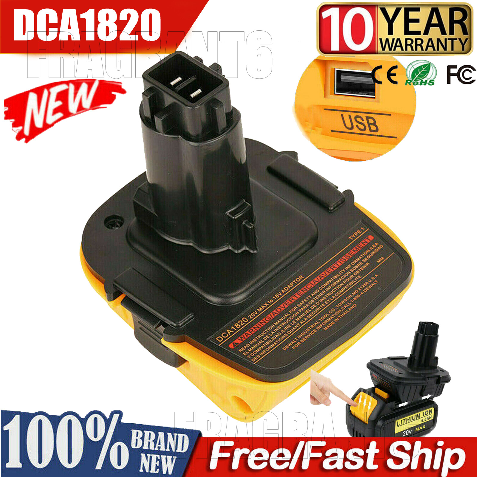 For DEWALT 18V/20V Battery Adapter Converter 18V to 20V Max Li-Ion Tools DCA1820 gallery