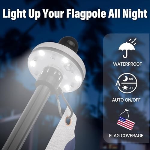 5FT Flag Pole Kit with Solar Light and Embroidered American 5FT - Black 1 gallery