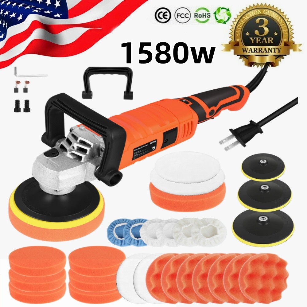 1580W Car Polisher Polishing Machine Kit Buffer Sander Variable 7 Speed w/Pad gallery