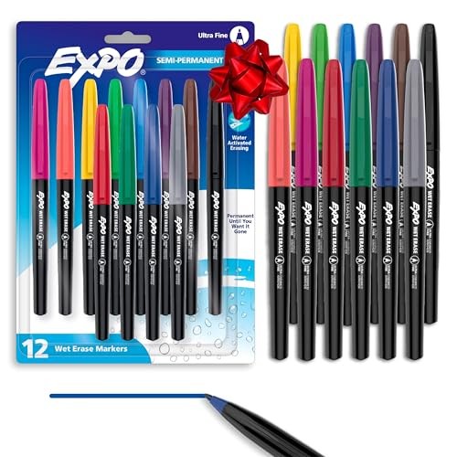 Wet Erase Markers, Semi-Permanent, Assorted Colors Tip - 12 Count Ultra Fine gallery