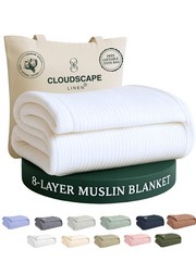 CLOUDSCAPE 8 Layer Muslin Blanket for Adults, 100% Cotton Queen Size Blankets…