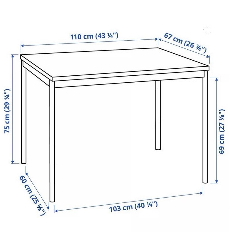 IKEA SANDSBERG Black Rectangular Dining Table 43 1/4 x 26 3/8 in, 4 gallery