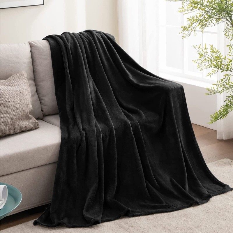 Fleece Blanket Black Throw Blankets for Couch & Bed, Luxury Plush Cozy Fuzzy gallery