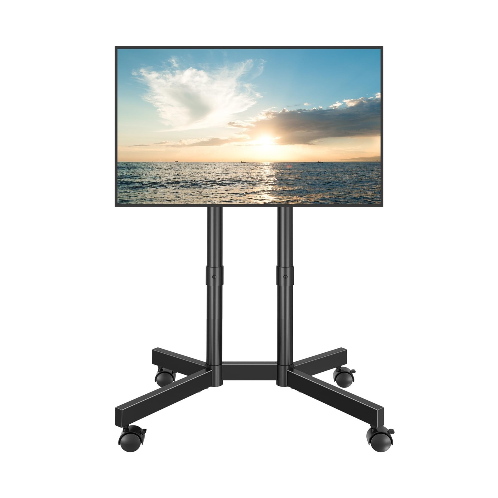 BONTEC Rolling TV Stand for 32-75 Inch TVs, Height Adjustable Mobile TV Cart ... gallery