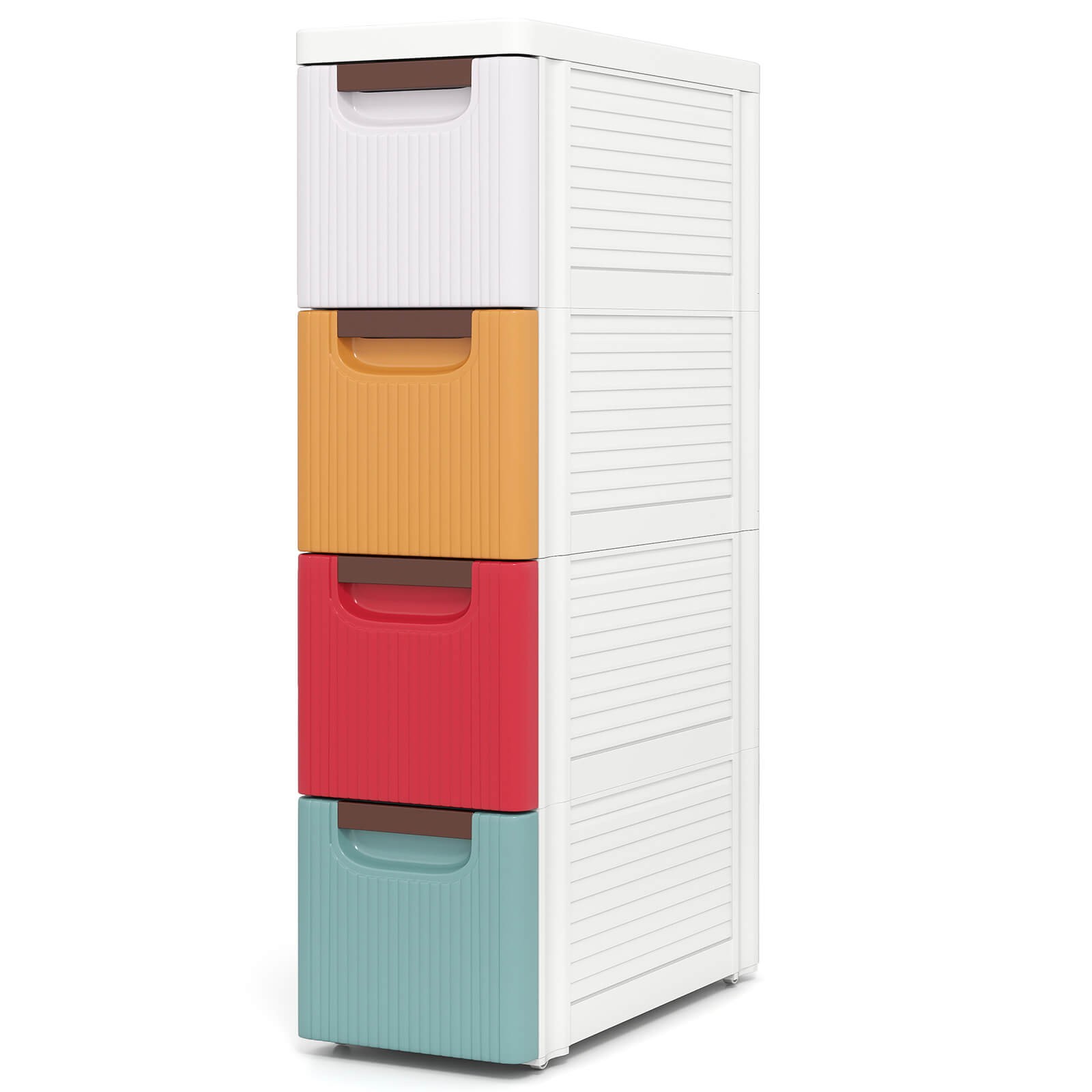 4-Drawer Narrow Rolling Storage Cabinet with Pull Handles Built-in Wheels gallery