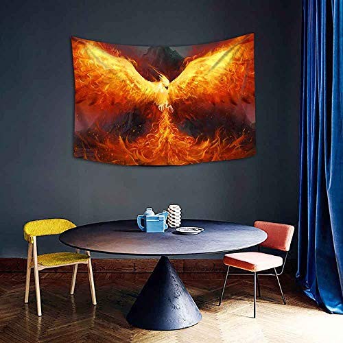 Secular Bird Tapestry Phoenix Flame Bird Flying to The Sky 60"L x 40"W gallery