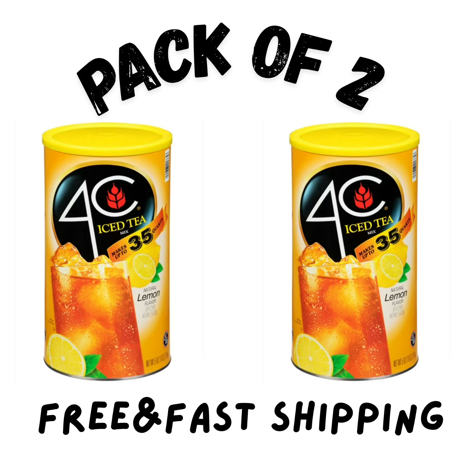 (2 pack) 4C Lemon Iced Tea Mix, 82.6oz gallery