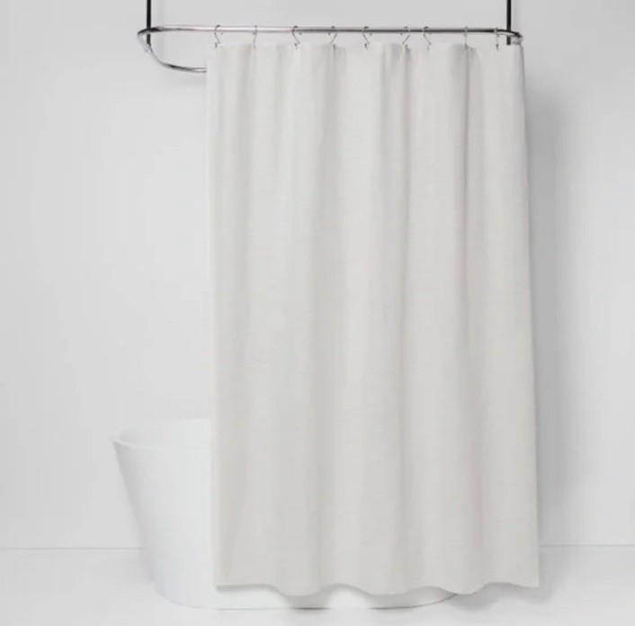 Threshold Micro Striped Shower Curtain 72" x 72" Khaki Off White- New With Tags gallery