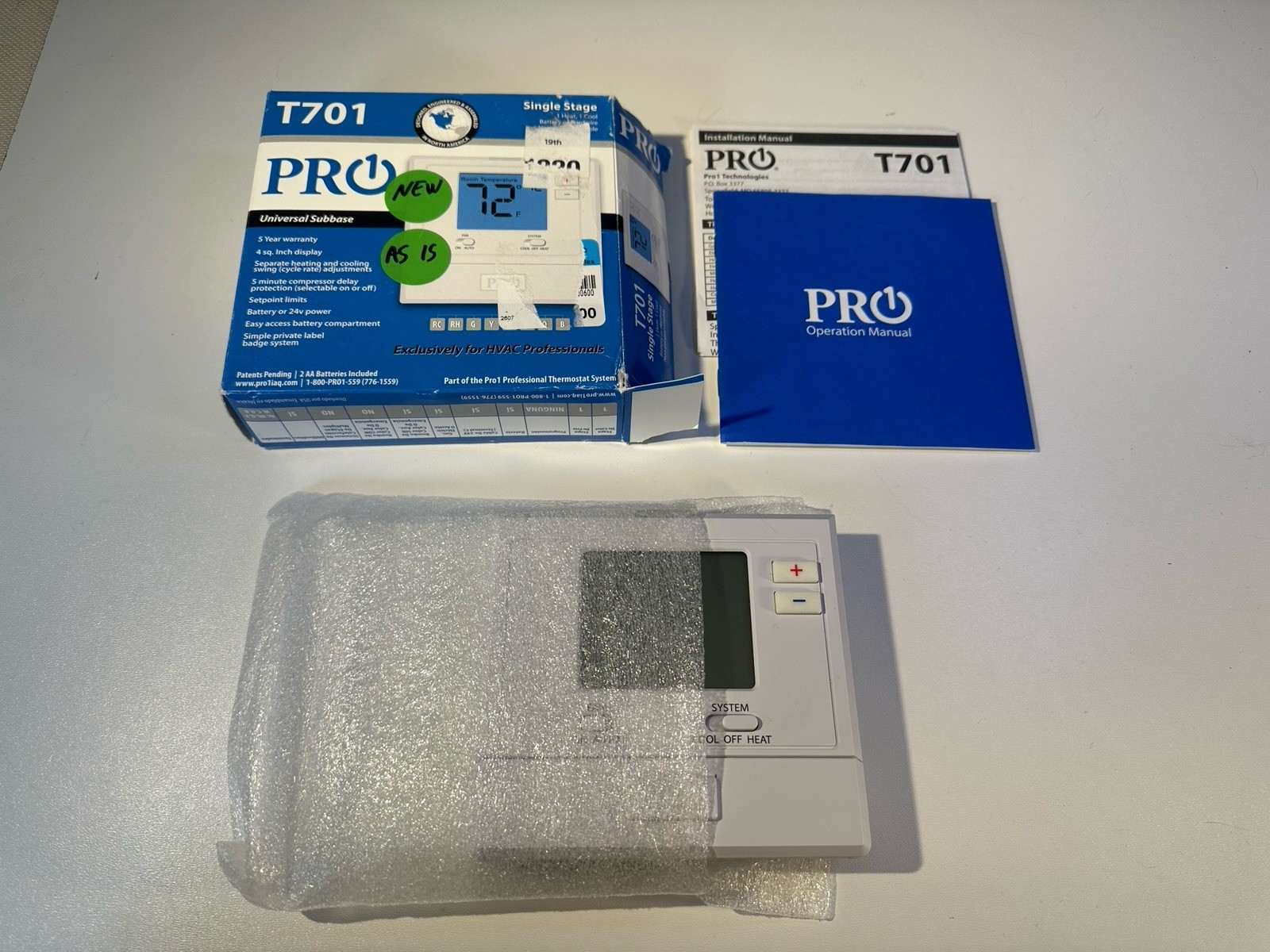 PRO1 IAQ T701 Electronic & Gas Thermostat White Non-Programmable gallery