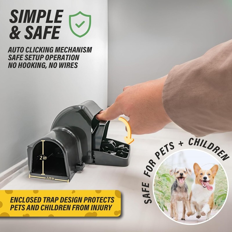 2 Pk Covered Rat & Chipmunk Traps, Humane Snap Trap, Safe, Reusable Pest Control gallery