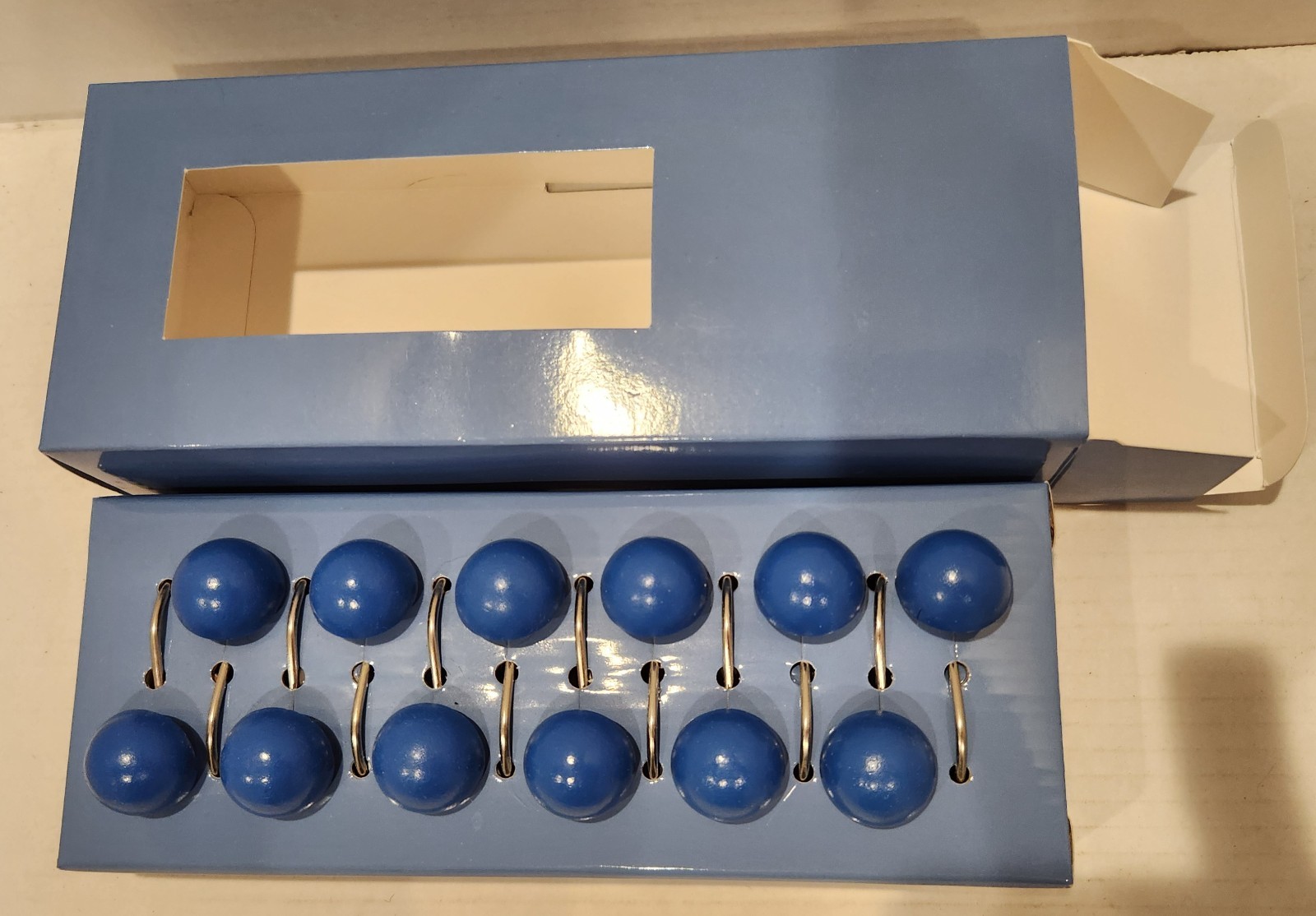 Blue Silver Shower Curtain Hooks Set Of 12 Bathroom Decor New gallery