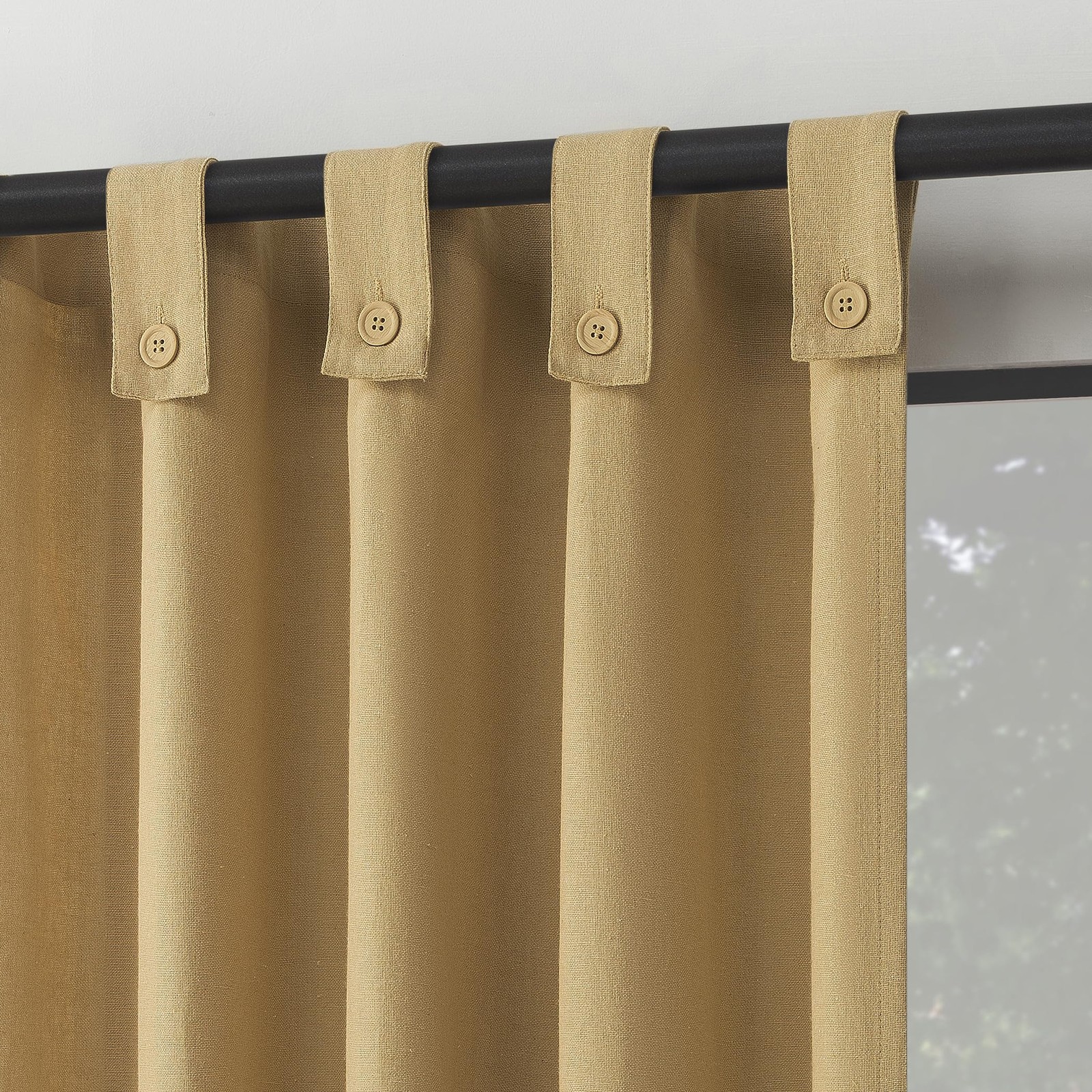 Cotton Blend Button Tab Top Curtain Panel, 40" x 84, Camel gallery