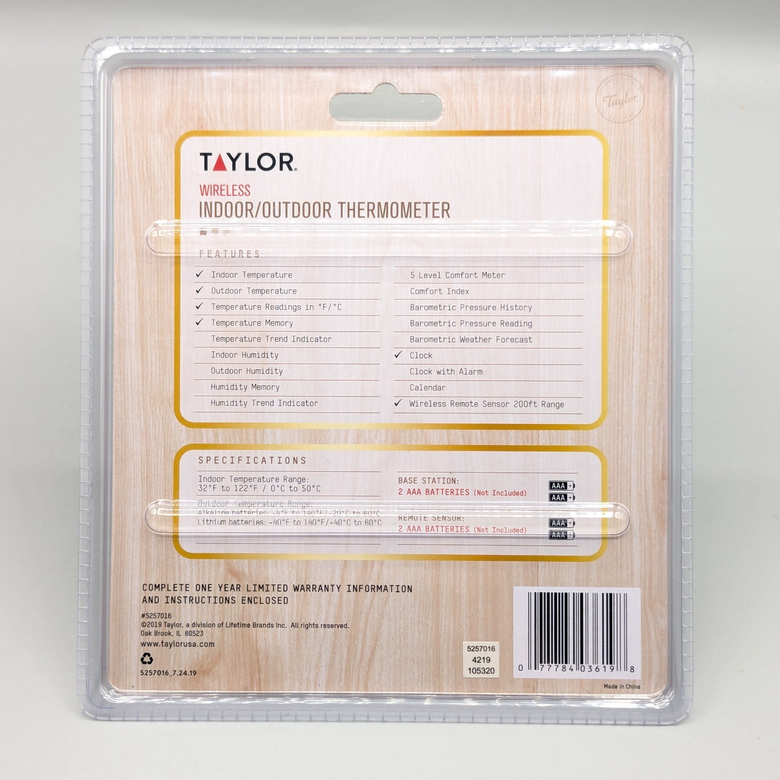 New Taylor Digital Wireless Thermometer with Remote Indoor/Outdoor Sealed gallery