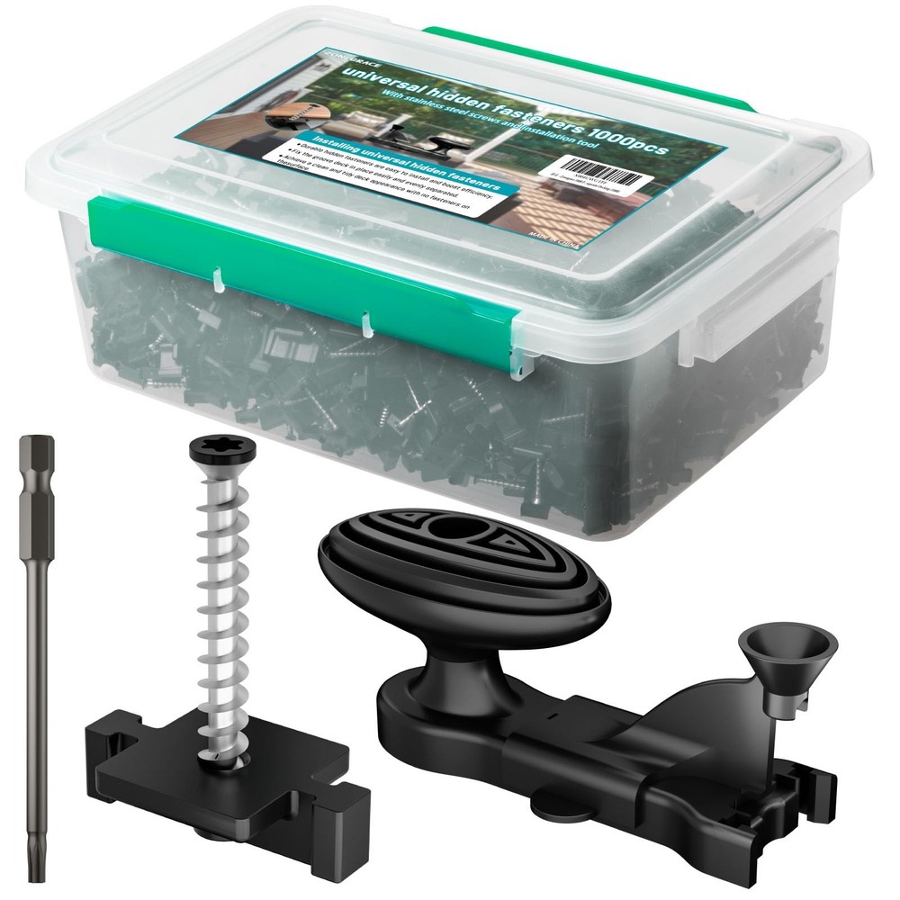 1000PCS Hidden Deck Fasteners for Composite Decking w/ Screws & Tools