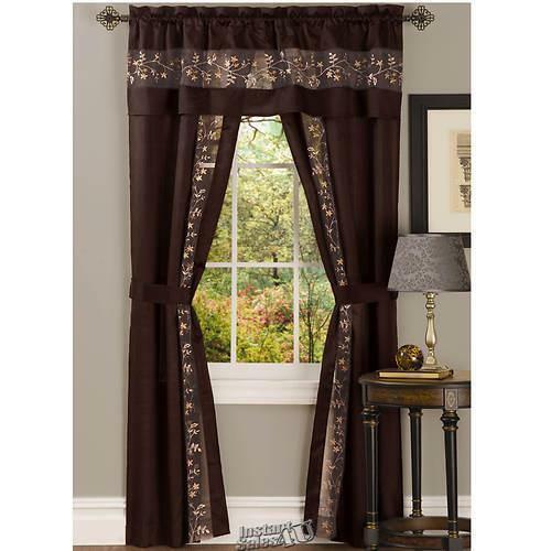 Fairfield Embroidered 5-Piece Window-In-A-Bag Set Chocolate 55"x84" Polyester gallery