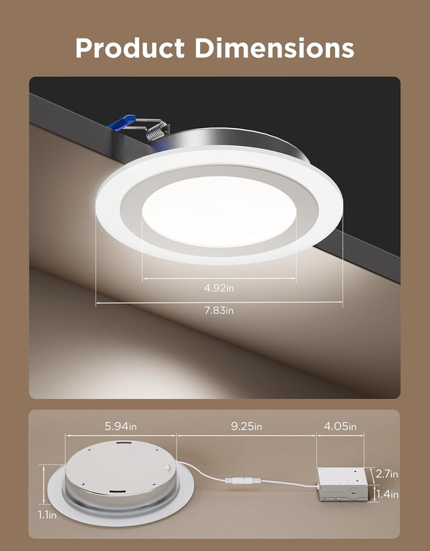 RGBIC Smart Recessed Lighting 6" Dimmable LED Downlight with Junction Box, 4 Pac gallery
