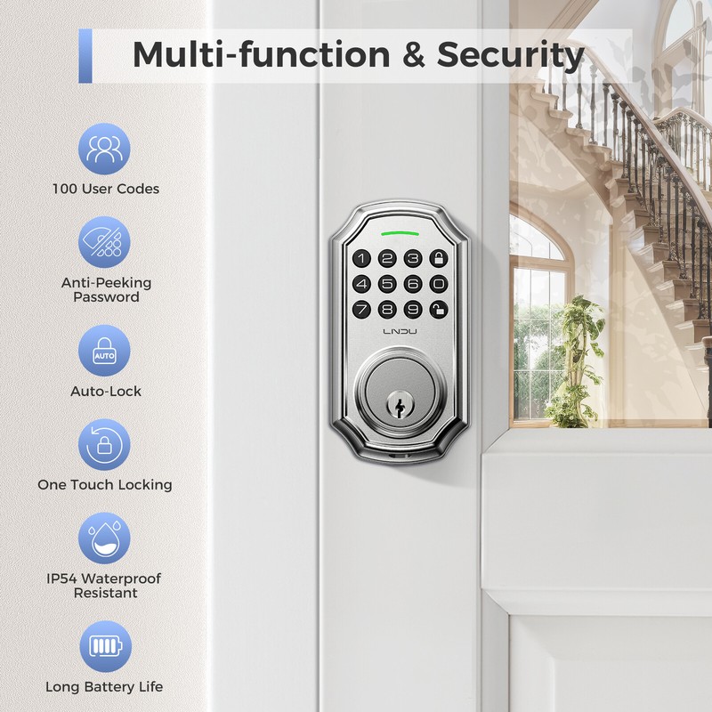 ARPHA Smart Front Door Lock Set 100Code Electronic Keypad Deadbolt Keyless Entry gallery