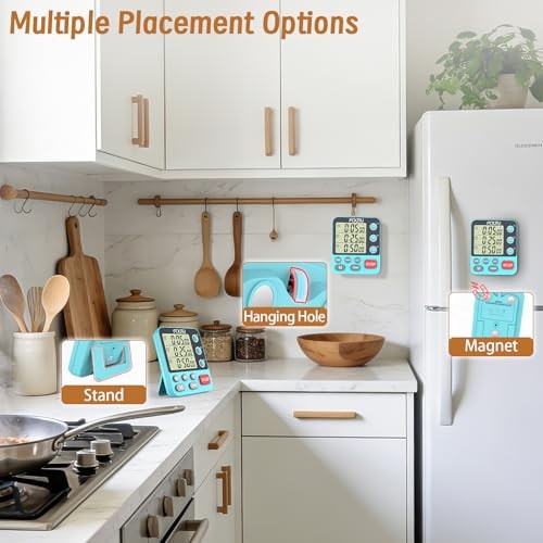 Digital Dual Triple Kitchen Timer, 3 Channels Magnetic Countdown YS318 Blue gallery
