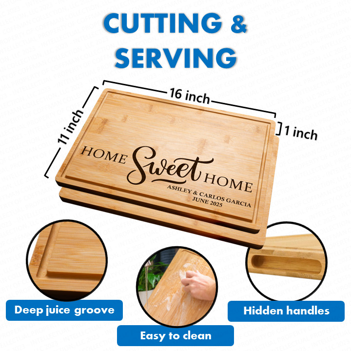 Custom Personalized Engraved Bamboo Cutting Charcuterie Board Home Housewarming gallery