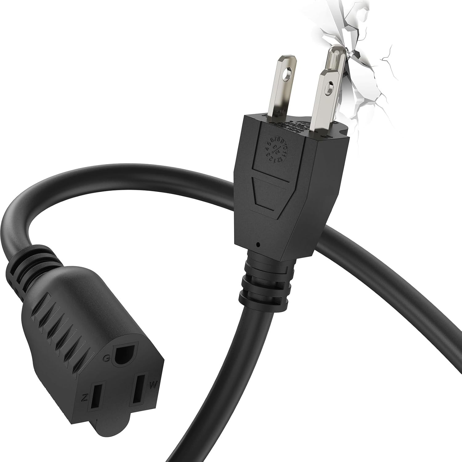 PLUGTUL 3 FT Extension Cord, Short Power Cord, Black Indoor/Outdoor 16 Gauge 3 P gallery