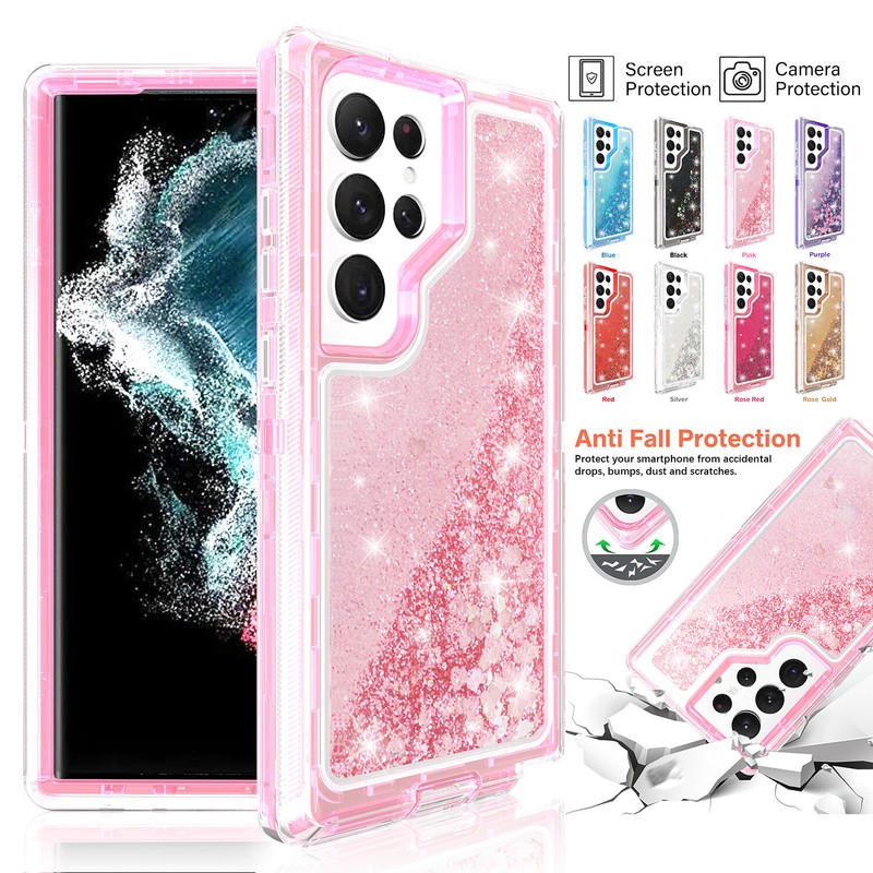 Liquid Glitter Bling Defender Case For Samsung S23 S22 S21 S20 Plus Ultra Cover