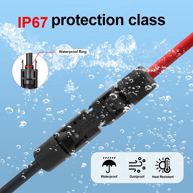 1 Pair Black+Red Solar Panel Extension Cable Wire Solar Connectors 10 AWG Gauge gallery