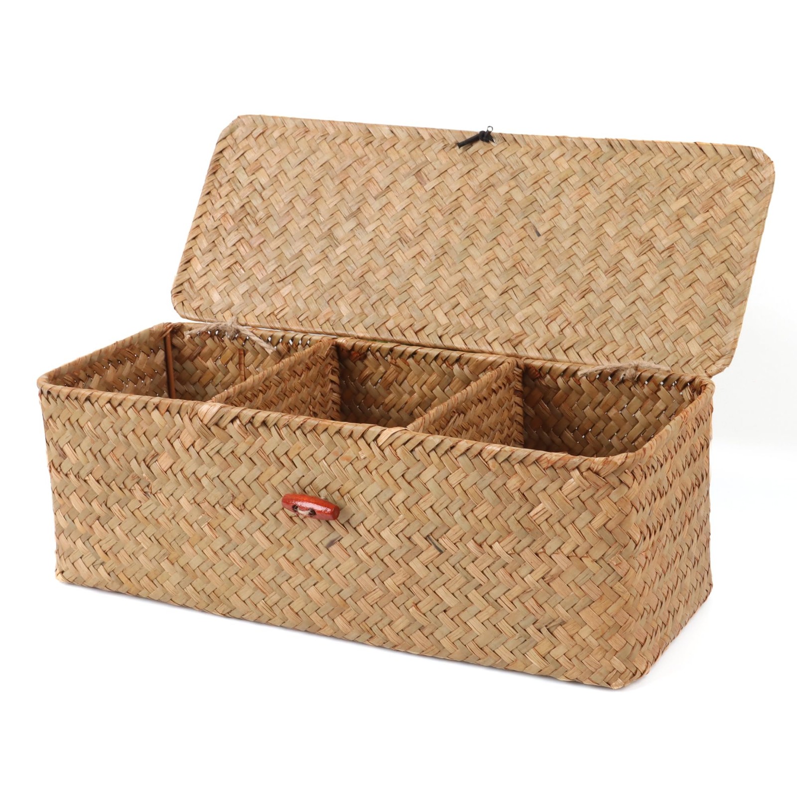Wicker Shelf Baskets with Lid,Rectangular Seagrass Woven Storage Baskets with... gallery