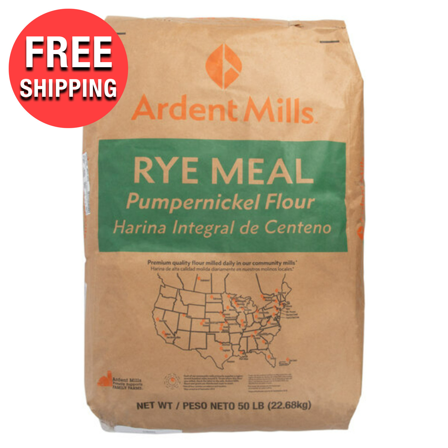 50 lb. Non-GMO Baking Medium Rye Meal Pumpernickel Bread Flour Bakery Supply USA gallery