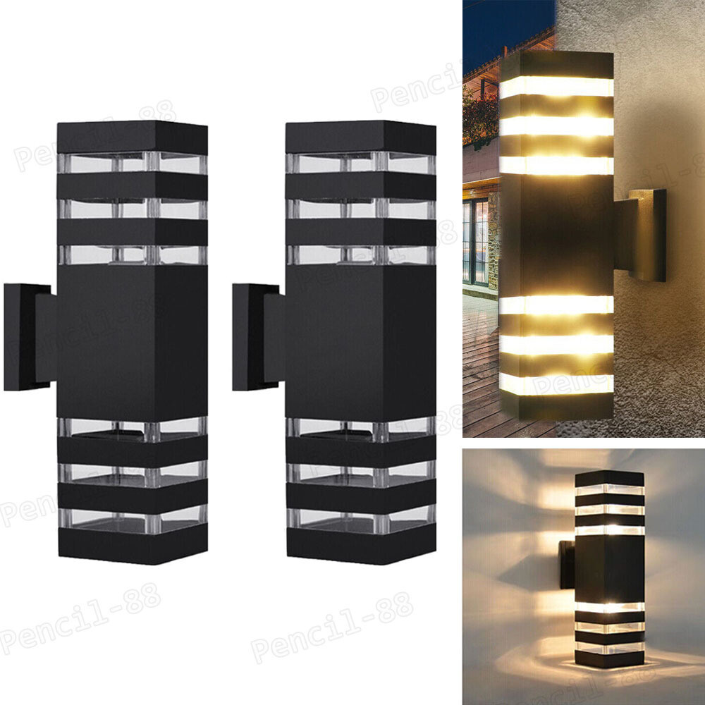 2pcs Modern Exterior LED Wall Light Sconce Outdoor Lights Porch Up Down Fixtures gallery